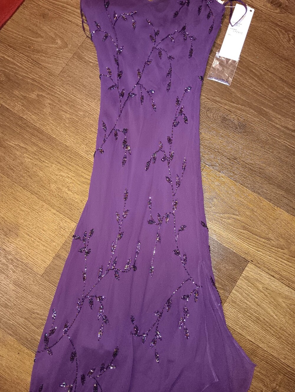 Y2k 90s Sue Wong Purple beaded maxi dress with black beaded floral embroidery - Picture 8 of 8